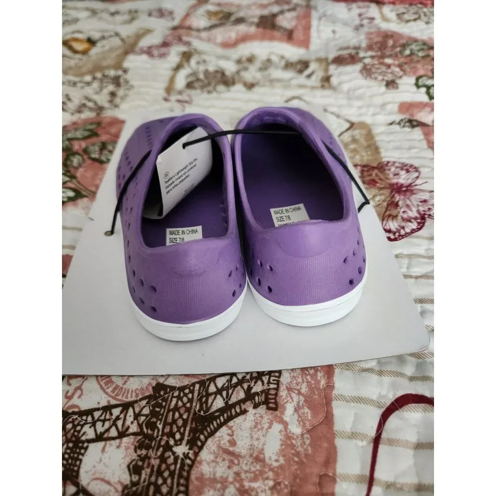 Lily & Dan Girl's Lightweight Slip On Water Shoes Beach Pool Sandals  Purple 7/8